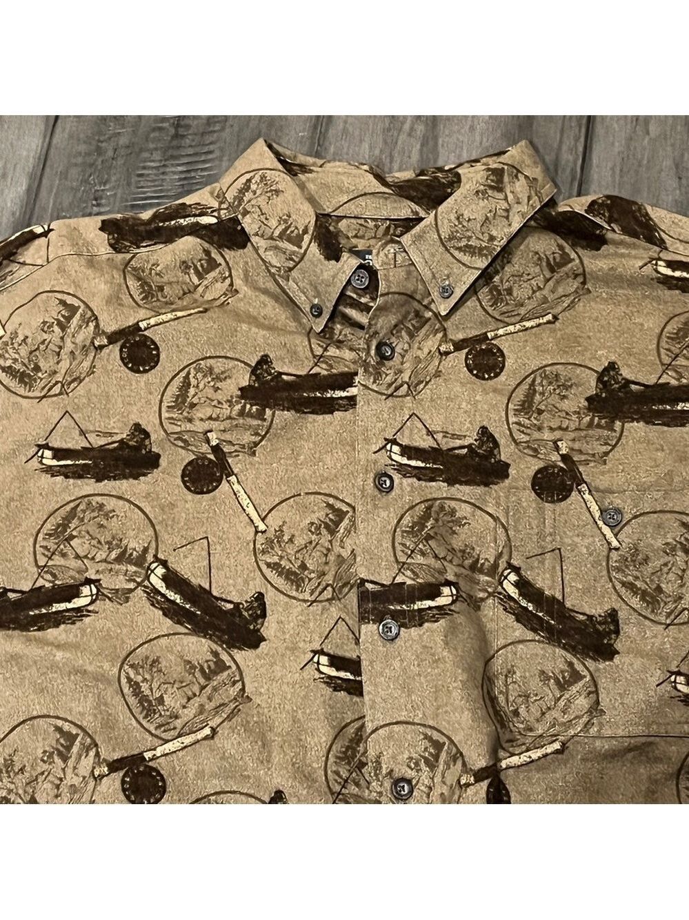 Woolrich Dark Wheat Fisherman Cotton Long Sleeve Shirt - Size 2XL